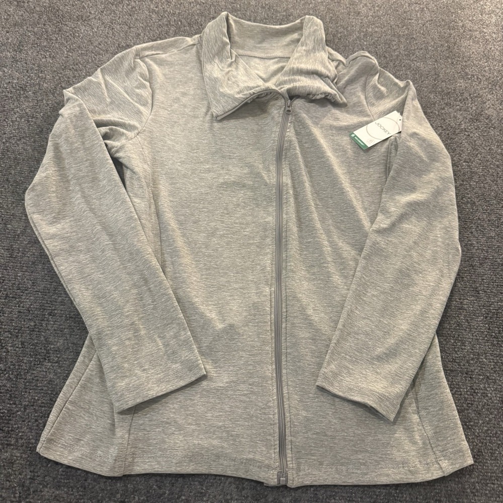 Jockey Jacket Womens Medium Gray Full Zip Stretch Lightweight Eco Comfort NWT